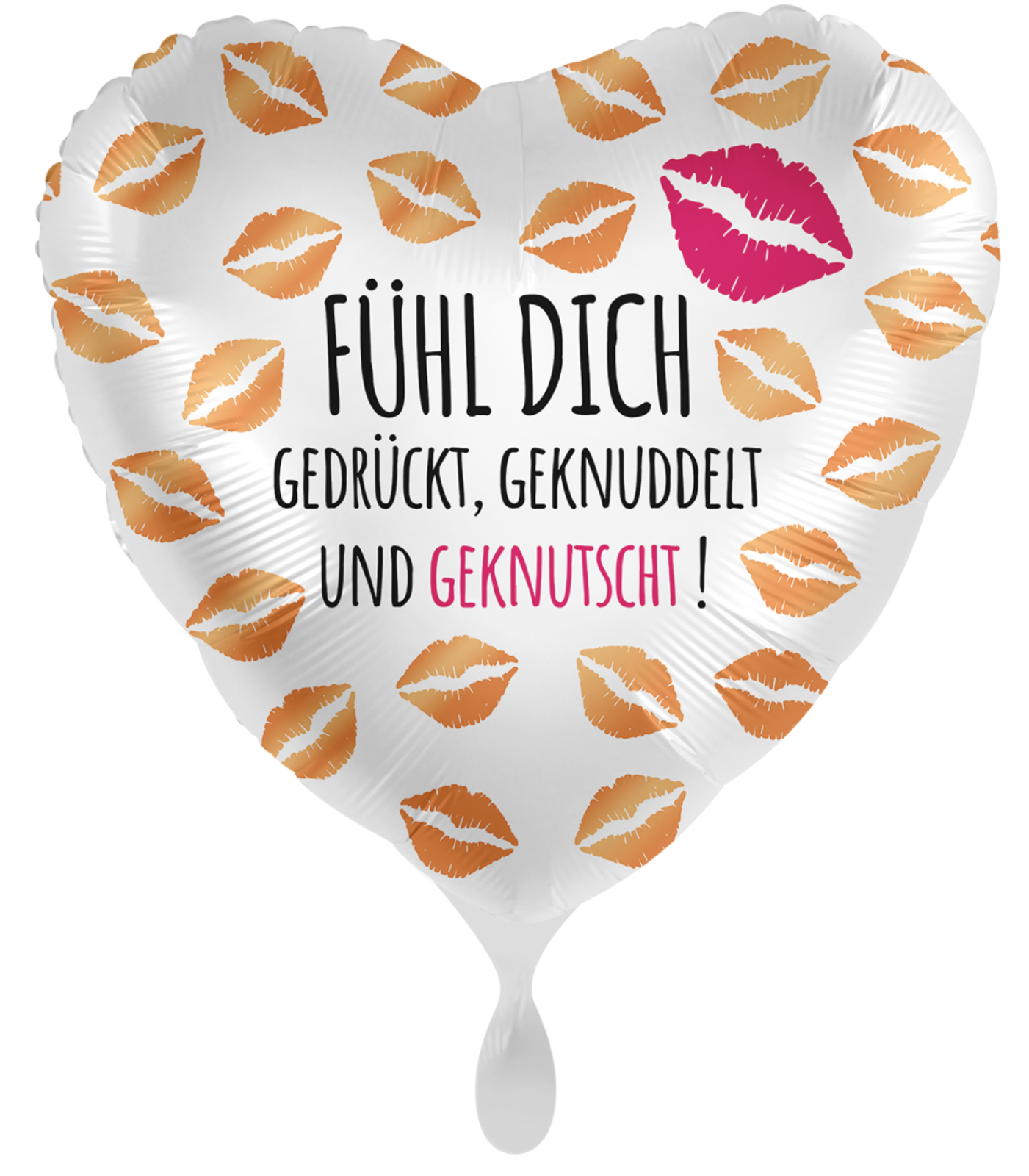 XL Jumbo Folienballon - Fühl dich gedrückt, geknuddelt und geknutscht - ø 71cm